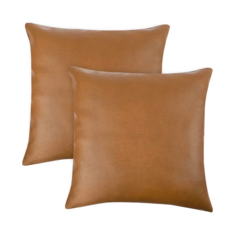 Luxury Home | Boho Rustic Farmhouse Faux Pebbled Leather Throw Pillow Covers